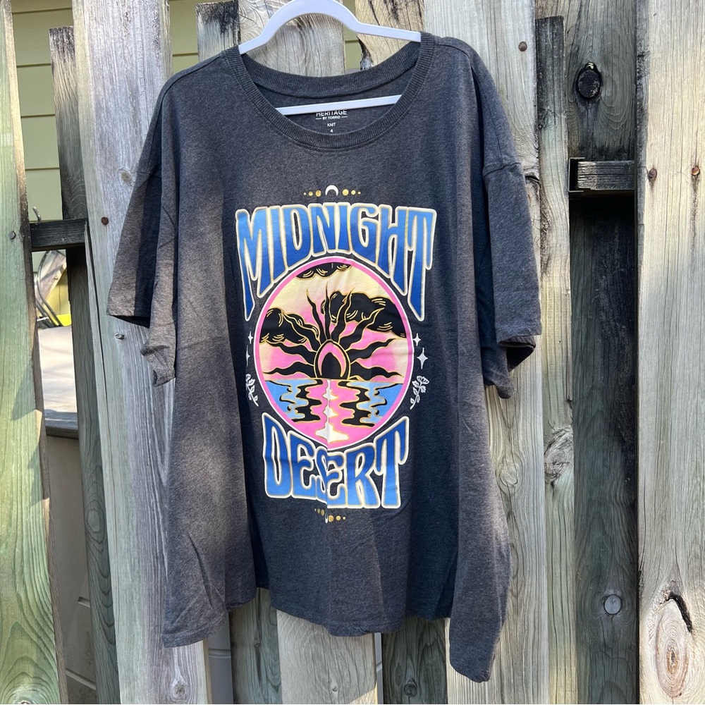 torrid Black 'Midnight Desert' Graphic Tee with Pink & Blue Print